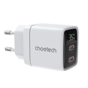 Choetech 35W Gan Wall Charger 2x USB-C PD with Display – white – PD6051