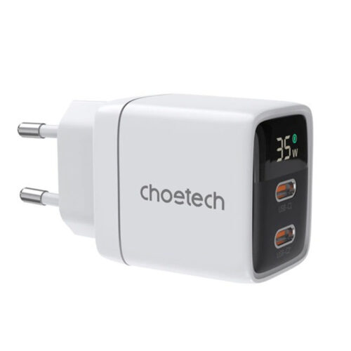 Choetech 35W Gan Wall Charger 2x USB-C PD with Display – white – PD6051